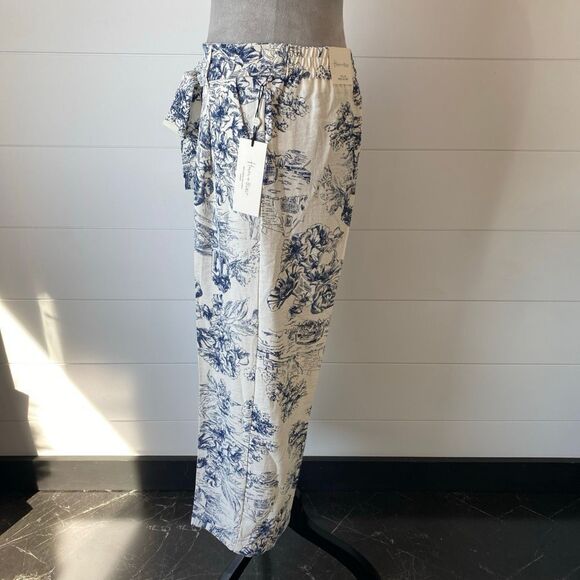 HAVER & BLAIR (NWT) Woven Wide Leg Pull On Crop Pants, BLU/WHT -  NWT - Picture 5 of 10